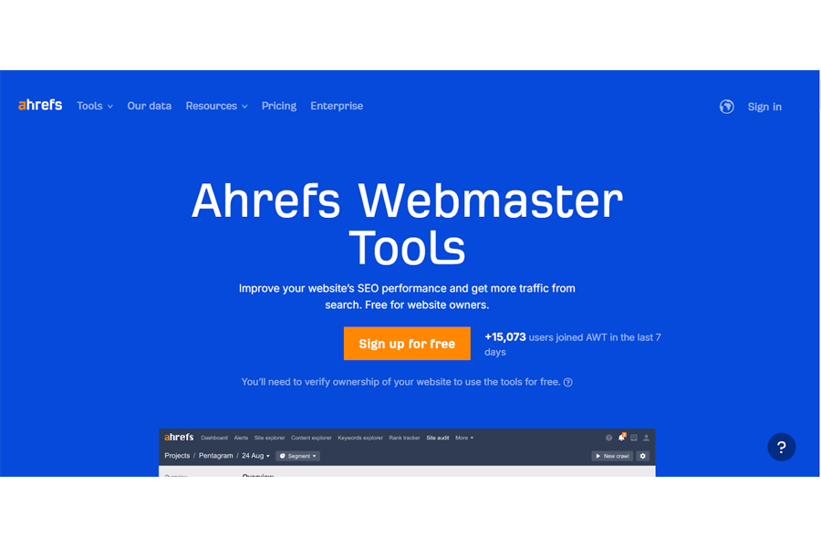 Ahrefs Webmaster Tools