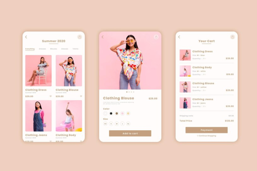 Mobile shopping app interface