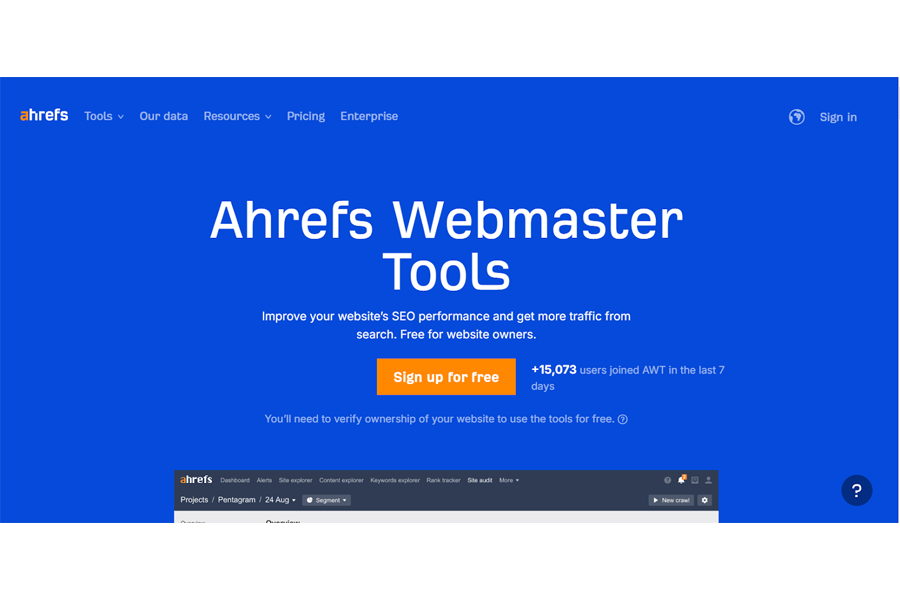 Ahrefs Webmaster Tools