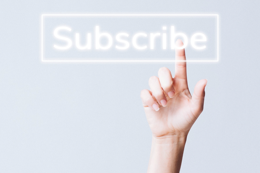 Subscribe button with hand