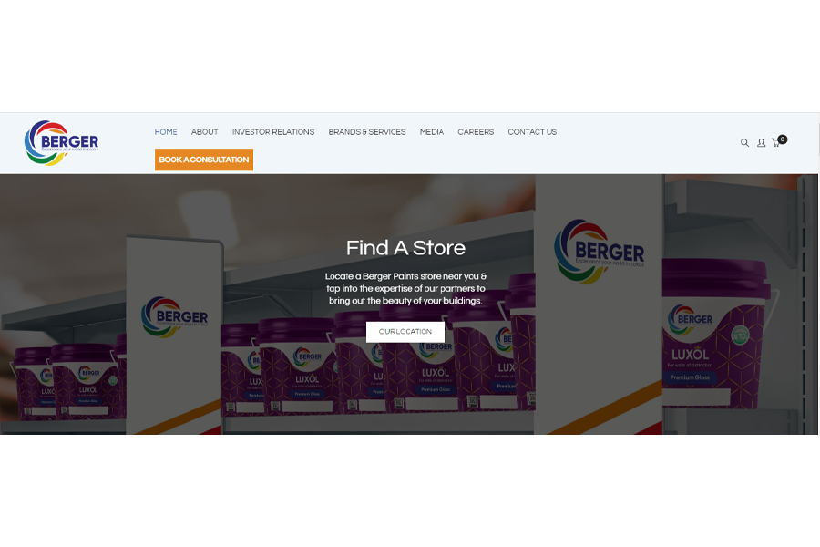 Berger Paints homepage screenshot