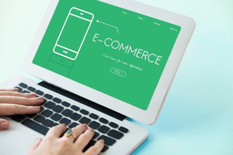 E-commerce website on laptop