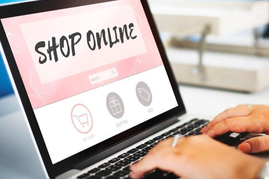 Shop online on laptop