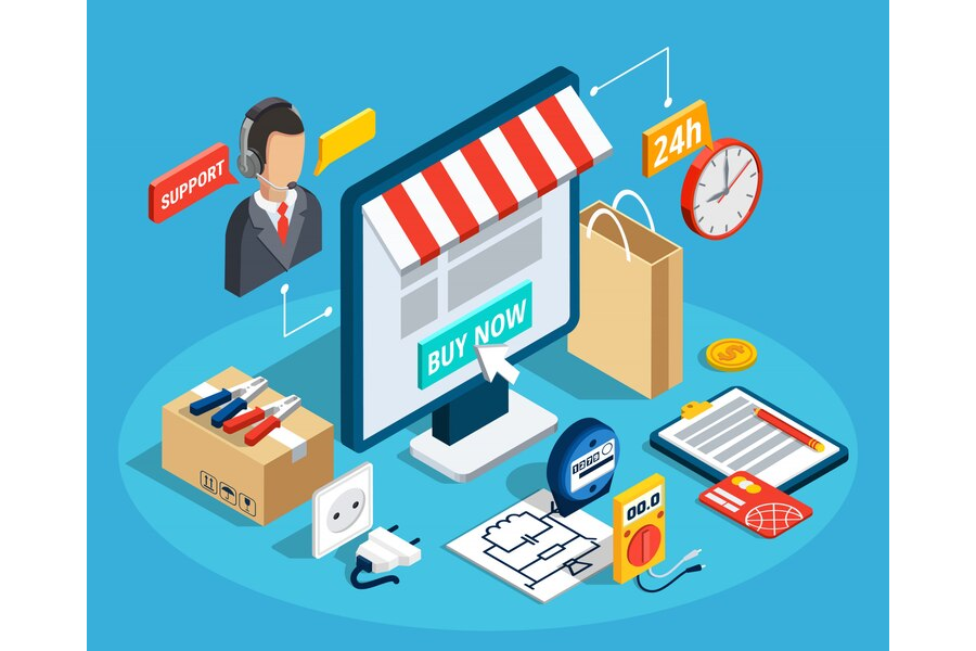 vector graphic of the core components of an ecommerce website