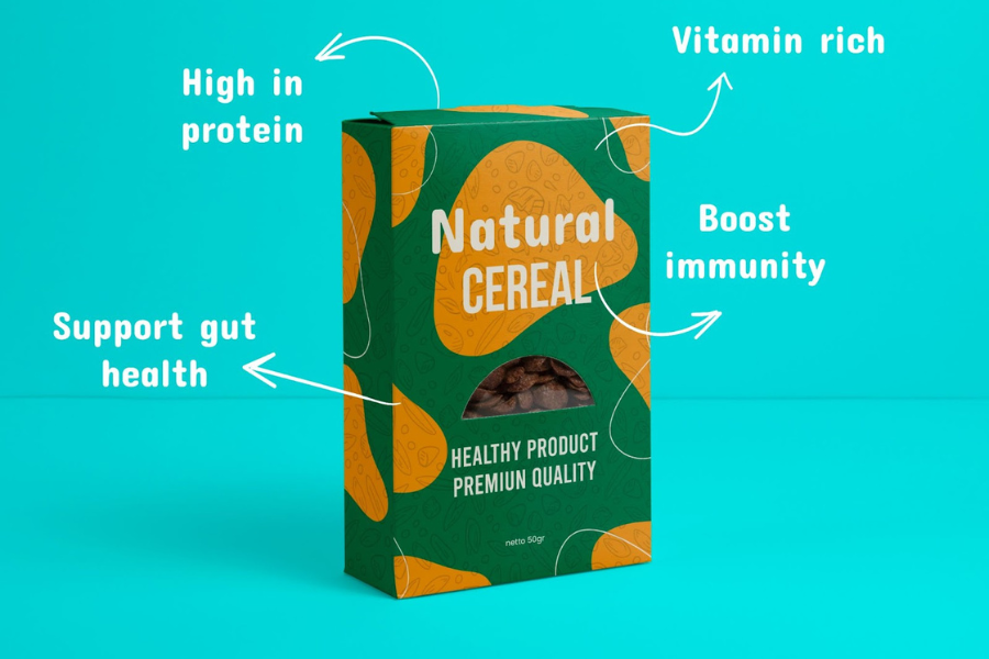 product labeling example for a natural cereal